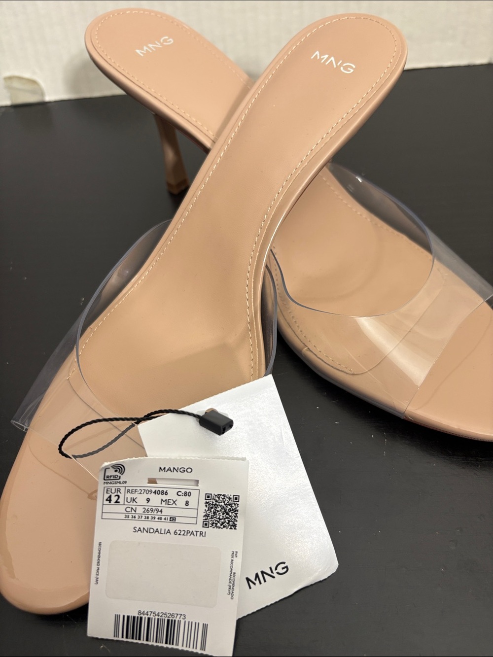 Mango Nude Clear-Strap Mid Heel Slide Sandals POINTED-HEEL SANDALS 4086